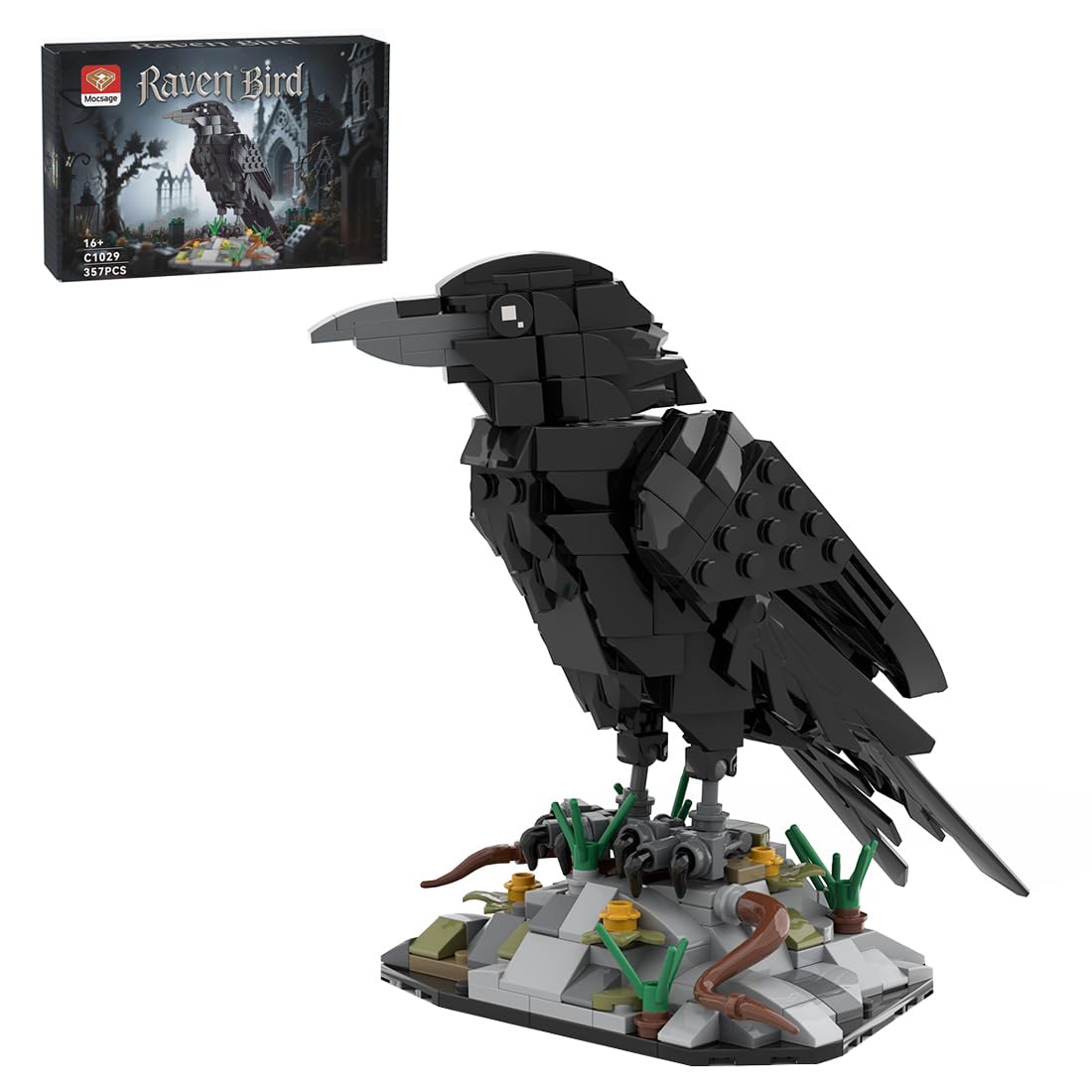 iREOGAME Raven Bird Building Blocks Model for 16+, 357-Piece Bird Building Set for Adults to Build, MOC-217187 Raven Designed by SKABRAM