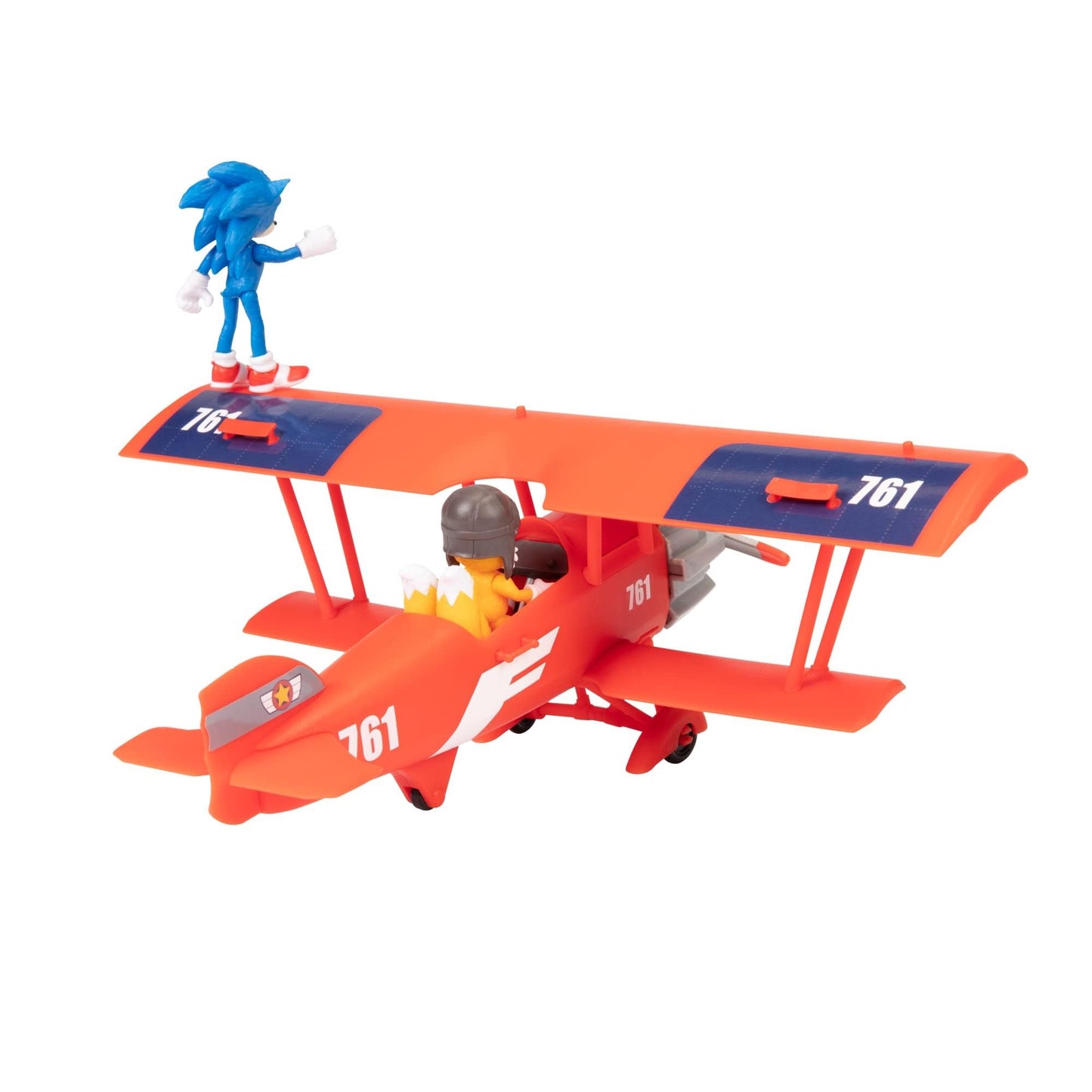 Sonic The Hedgehog 2 The Tornado Playset - Biplane Vehicle, Sonic Figure and Exclusive Tails Figure, Spin the Planes Propeller and Pose Sonic on