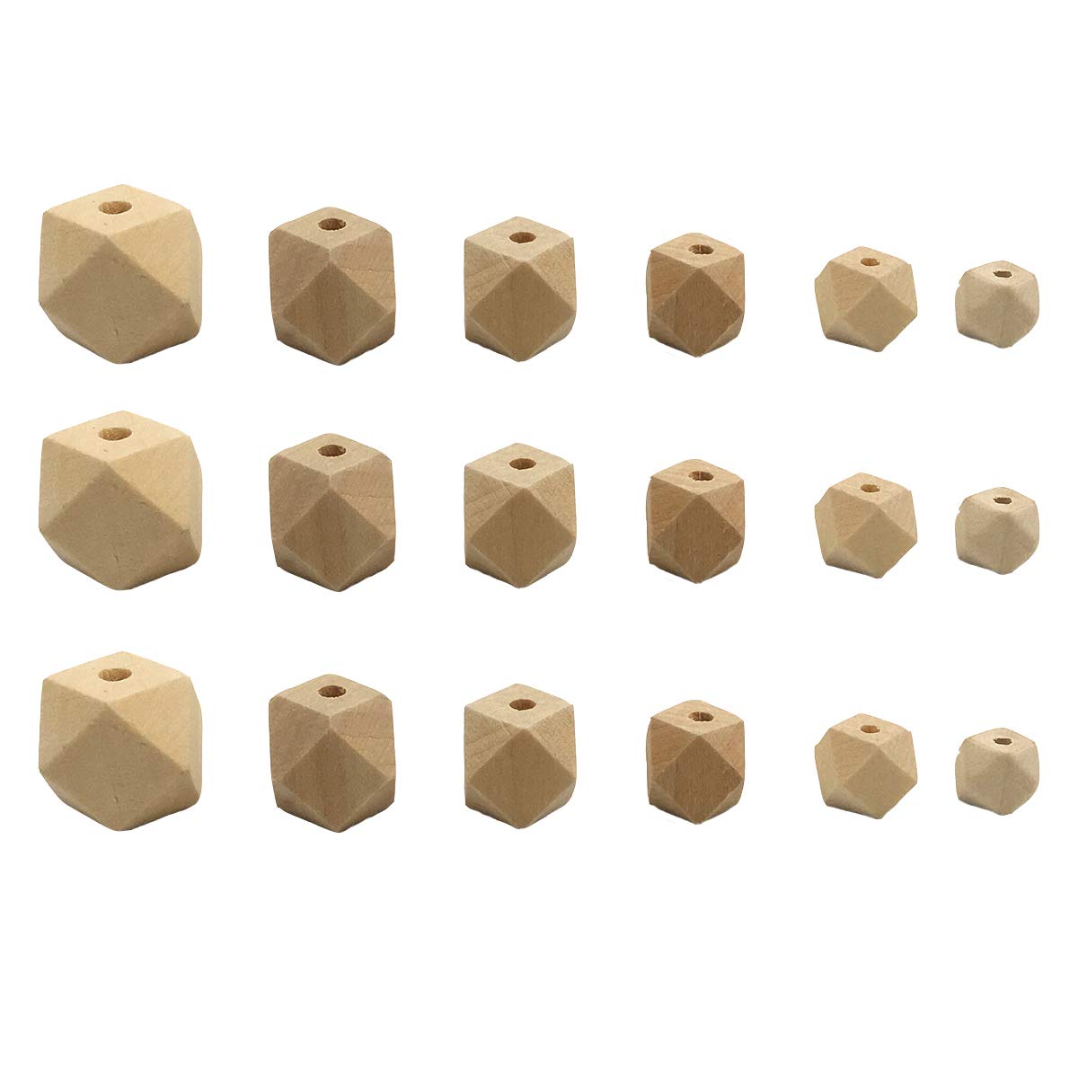 Alenybeby Organic Wooden Geometric Hexagon Beads Accessory 20mm Ecofriendly Wood Faceted Beads DIY Craft Jewelry (20mm-50pcs)