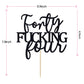 Unoggsor Forty Fucking Four Cake Topper - Happy 44th Birthday Cake Decor - Cheers to 44 Years Birthday Party Decorations Supplies, Black Glitter