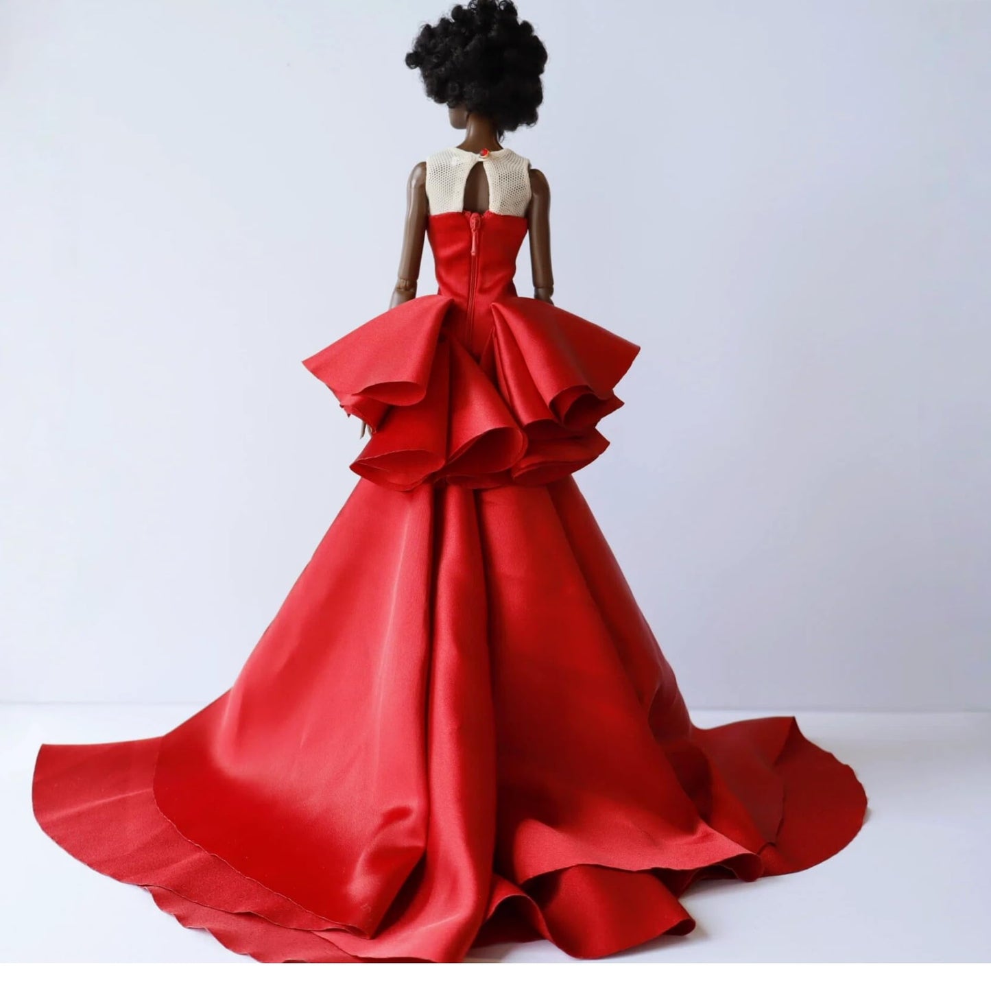 1/6 Scale Shimmer Strapless Evening Gown with Train, Couture Style, Fits 11-12 Inch Fashion Collectible Doll or 1/6 BJD (red)