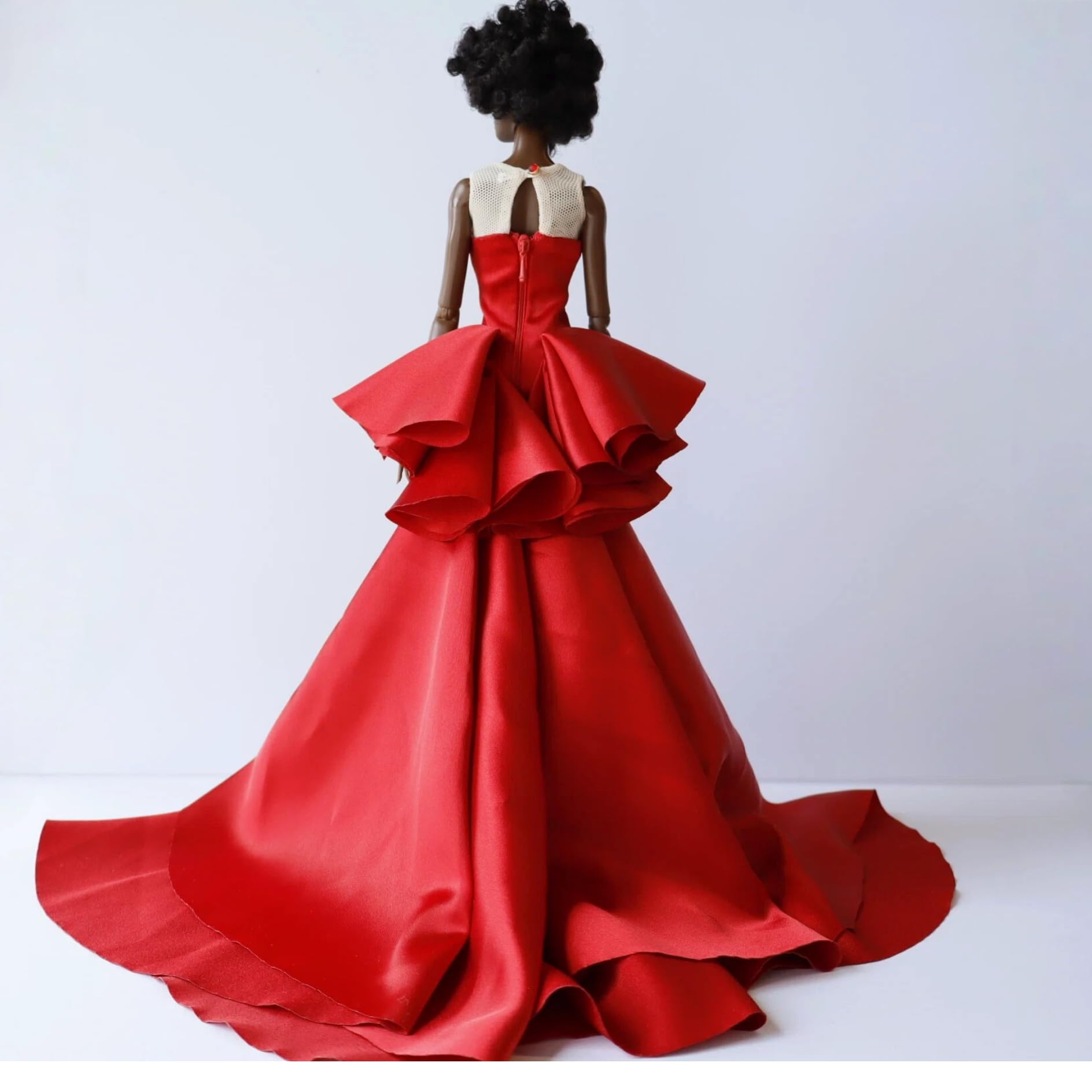 1/6 Scale Shimmer Strapless Evening Gown with Train, Couture Style, Fits 11-12 Inch Fashion Collectible Doll or 1/6 BJD (red)
