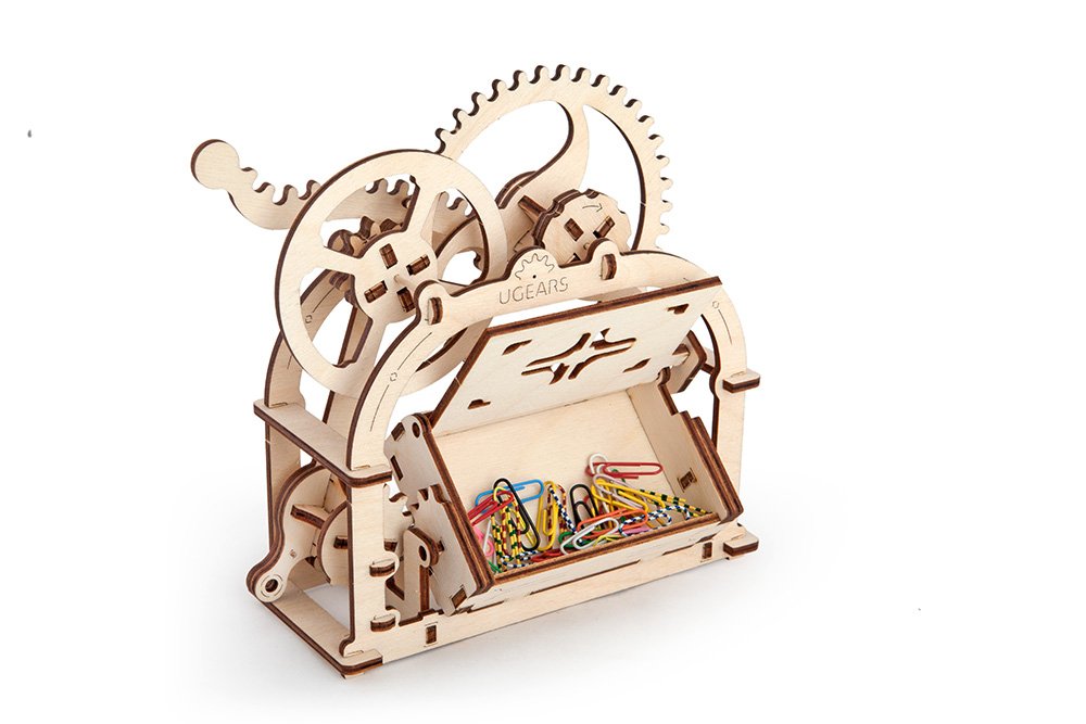 Ugears Mechanical Etui 3D Puzzle, Wooden Building Blocks, Decorative Desktop Business Card Holder, Brain Teaser Game for Teens and Adults