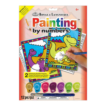 Royal Brush My First Paint By Number Kit 8.75"X11.375" 2/Pkg, Dinosaurs & Volcano