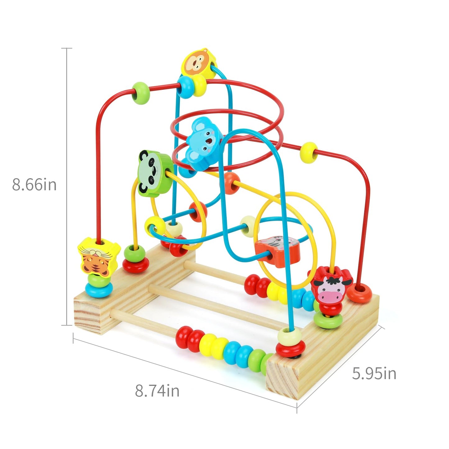 QZMTOY Bead Maze Toy for Toddlers Wooden Bead Toys Colorful Roller Coaster Preschool Educational Toys for Kids Classic Birthdday Gift for Toddlers