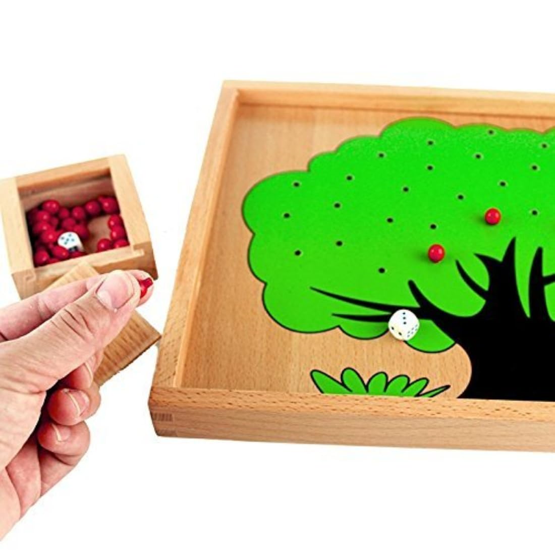DANNI Montessori Children Math Teaching Aids Montessori Baby Wood Apple Tree Box Toy Number Matching Wood Math Count Education Toys