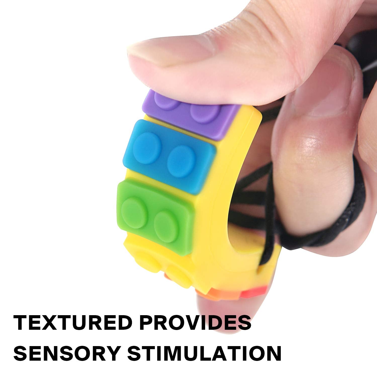 Sensory Chew Necklace, SLGOL Rinbow Color Silicone Chew Pendant Training and Development Fidget Toy Chewing Necklace for Chewing Kids, Autism ADHD