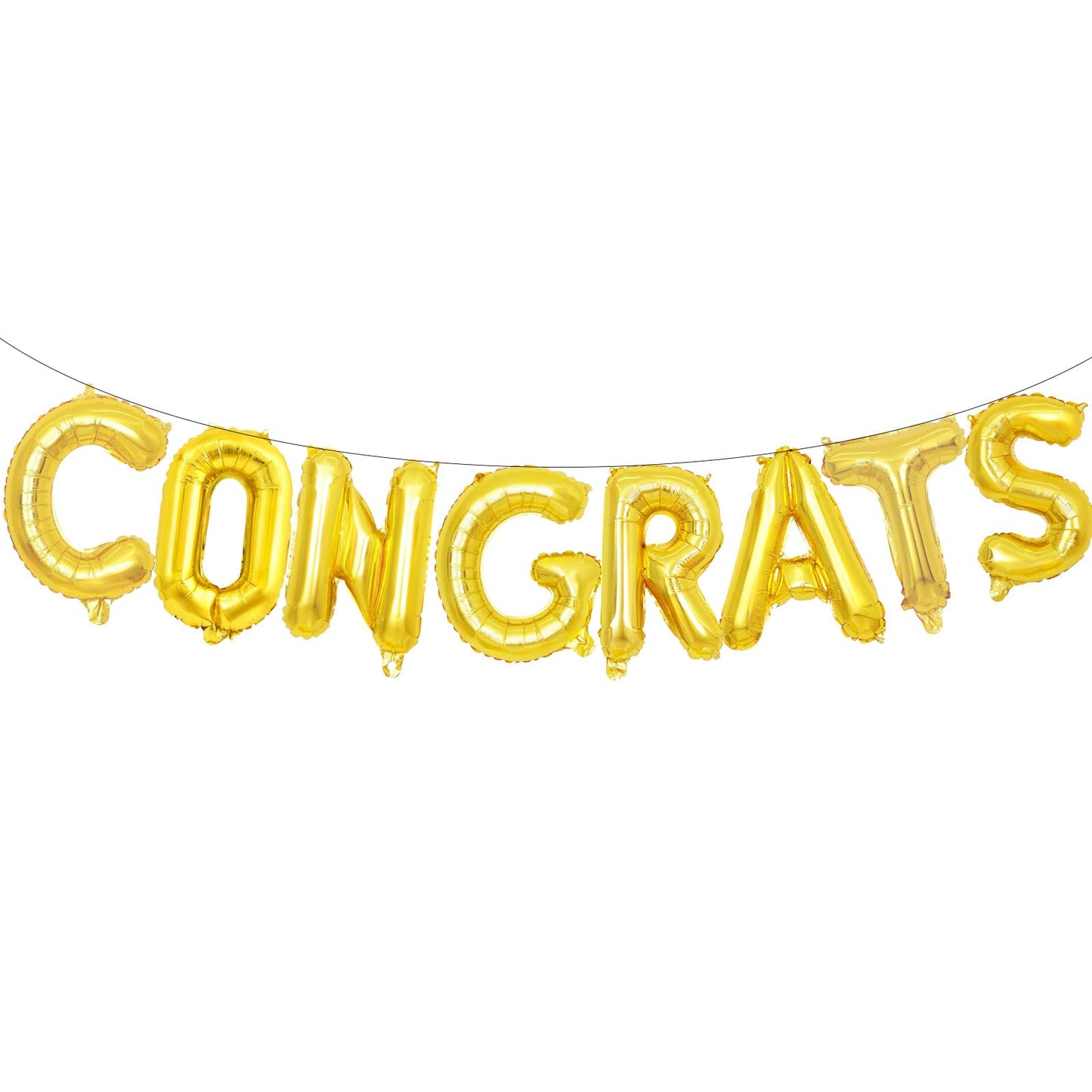 16 Inch Gold 'CONGRATS' Balloon Banner - Congratulations Foil Mylar Letter Balloons Decorations for Graduation, Proms, Engagements, Weddings Party