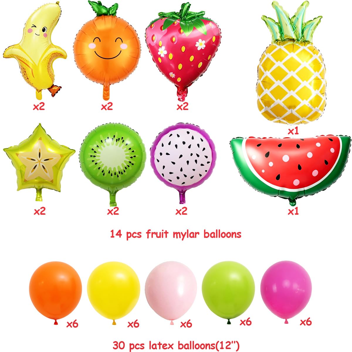 71 Packs Tutti Frutti Party Decorations Set Twotti Frutti Glitter Banner/Cake Topper Fruit Cupcake Toppers Mylar Balloons for Twotti Fruity Second