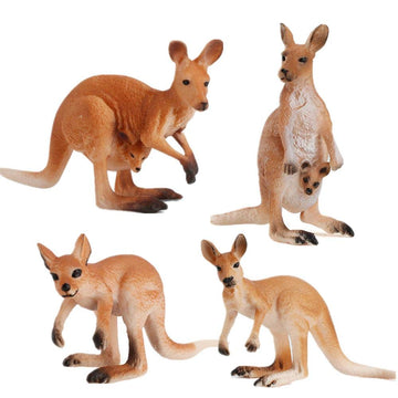 4PCS Safari Animal Figurines, Cake Topper, Toy Animals for Kids with Kangaroos