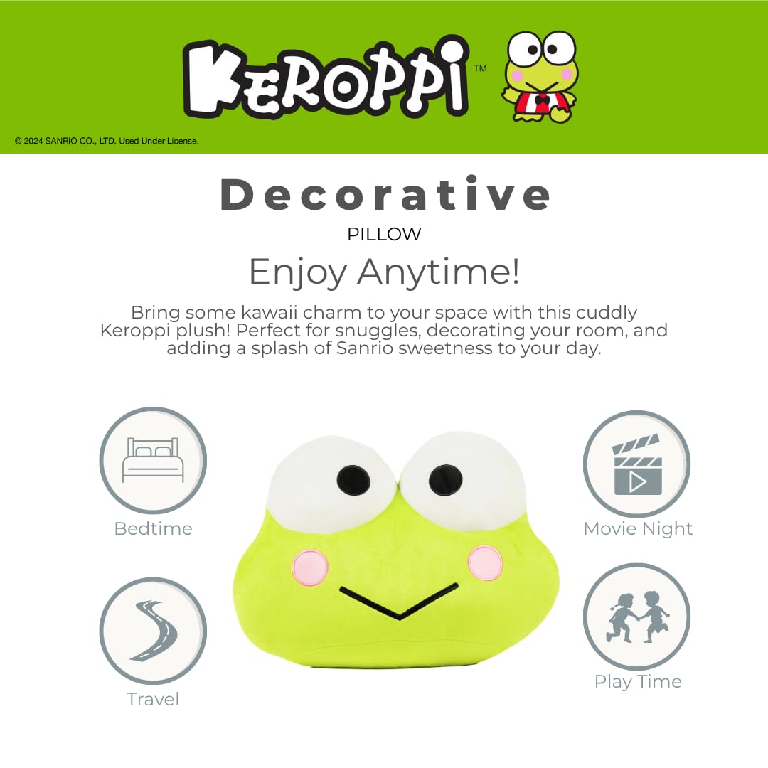 Franco Bedding Super Soft Plush Decorative Pillow, Keroppi Smiles