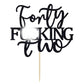 Unoggsor Forty Fucking Two Cake Topper - Happy 42nd Birthday Cake Decor - Cheers to 42 Years Birthday Party Decorations Supplies, Black Glitter