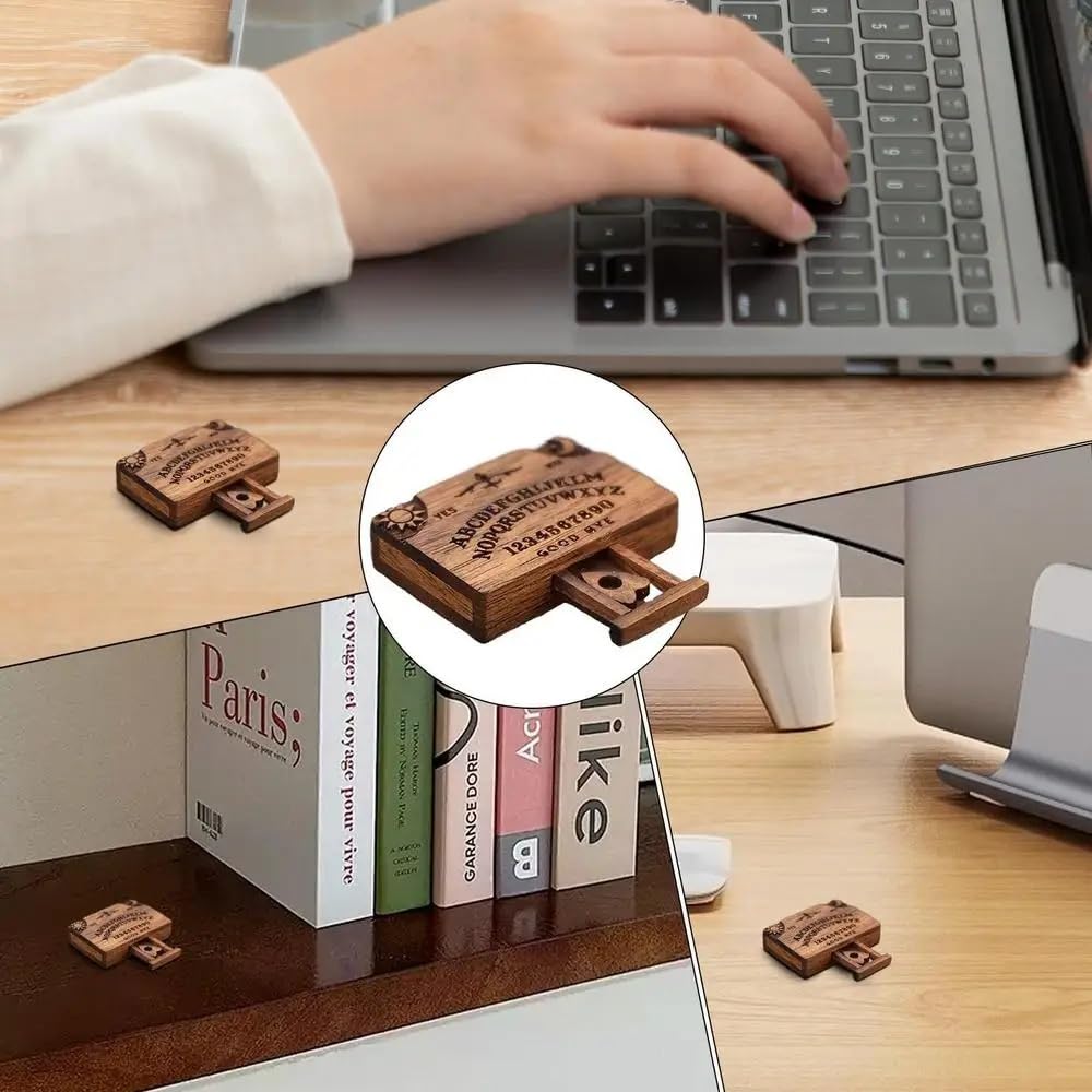 Mini Ouija Board Retro Miniature 1.3" Spirit Board with Drawer Wooden Miniatures Emotional Love Drawer Home Decoration Gift