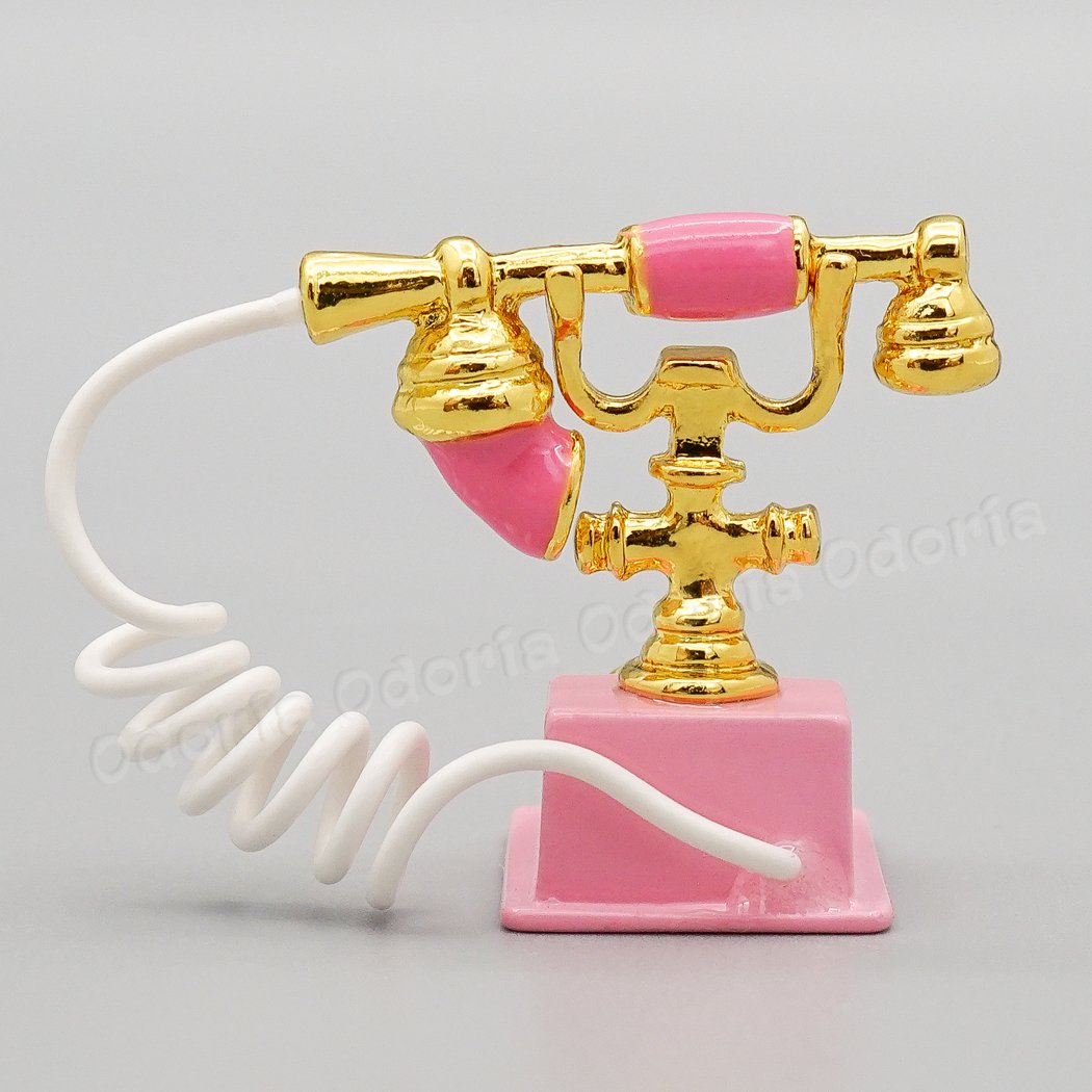 Odoria 1/12 Miniature Rotary Telephone Dollhouse Decoration Accessories, Pink