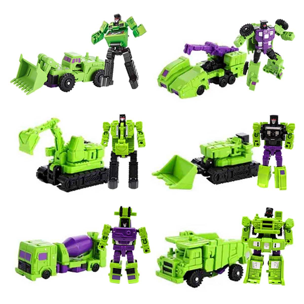 WILD HUNTER 6 in 1 Construction Truck Robot Toys Transforming Vehicles Combine into Giant Mech Gravity Builder Constructor Engineering Truck Robot