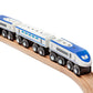 maxim enterprise, inc. Express Train Set, Bullet Train for Wooden Train Track, Train Set of 2 Engines & 1 Passenger Car, Compatible with Thomas