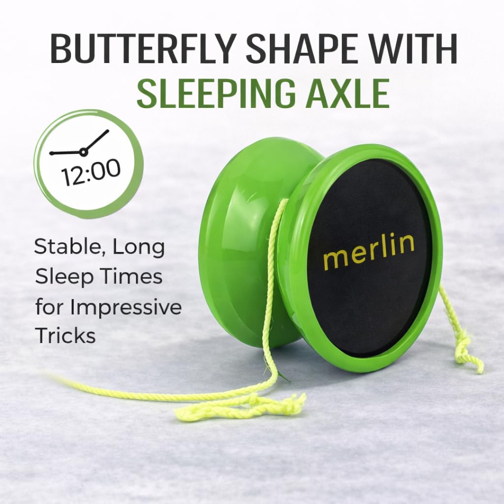 Merlin Yoyo Professional & Responsive with Narrow C Bearing, Silicone Response System - Extra String Included - Trick Yoyo for Beginners & Skill Play