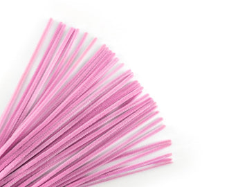 Krafty Kids Colorful Fuzzy Craft Sticks Pipe Cleaners - 40 Count - 12 Inches Long (Light Pink)