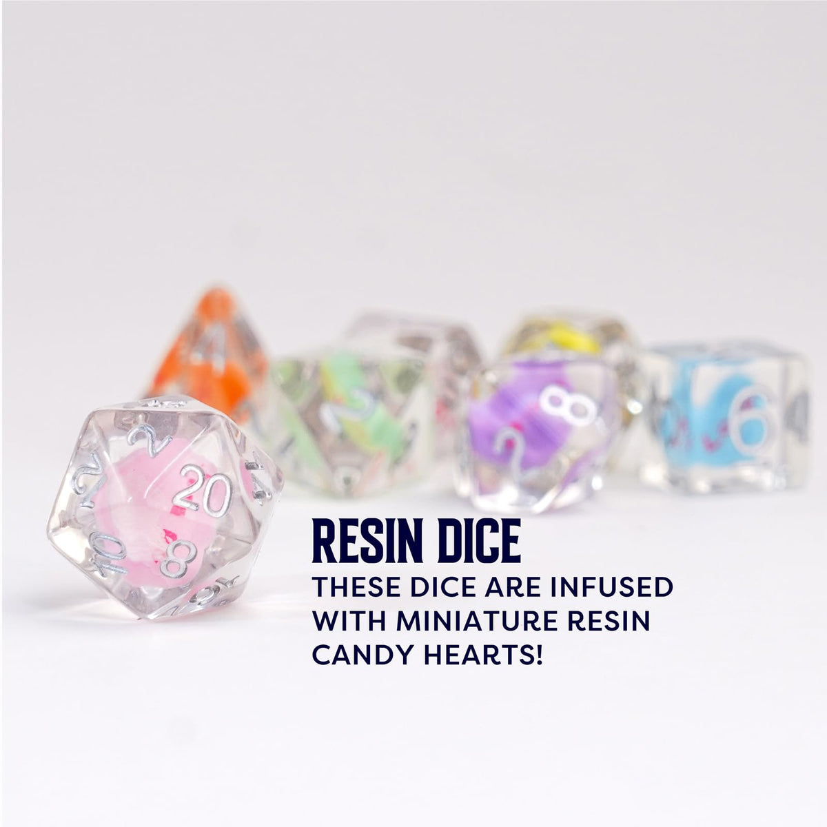 FanRoll 16mm Resin Poly DND Dice Set: Love Dice, Role Playing Game Dice for Dungeons and Dragons