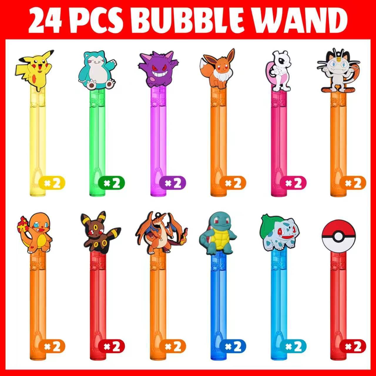 Pokemon Birthday Party Favors,24 Pcs Bubble Wands for Kids,Bubble Wand for Birthday Party Supplies Decorations,Classroom Prizes Goodie Bag Stuffers