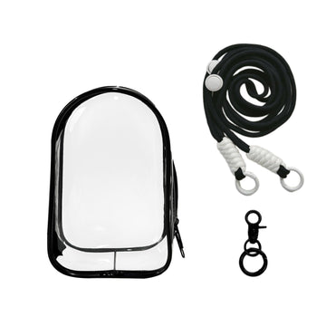 CAIMOREE Clear Figure Display Bag with Keychain and Lanyard, Protective Doll Case, 15cm/5.91in Crossbody Doll Storage Bag