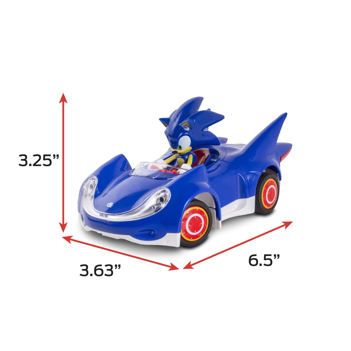 NKOK 1/28 Scale 2.4GHz RC Sonic 2PK RC Sonic & Silver; Officially Licensed; Full Function Radio Control; Detailed 6.5” Vehicle and Character; Grippy