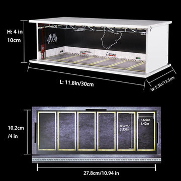 G-FANS Display Case for Hot Wheels - 1/64 Scale Die-cast Model Car Scenarios Display Case with LED Light and Acrylic Cover, Scenes Diorama Storage