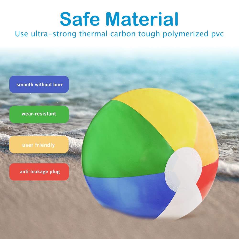 12'' Beach Balls for Kids: Inflatable Pool Ball Bulk Party Favors (30 Pack)