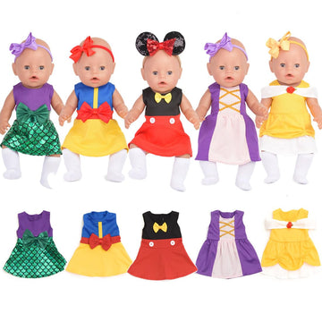 Sweet Dolly Baby Doll Accessories, 5 Doll Clothes, Mermaid Princess Dresses Outfits for 15 Inch to 18 Inch Dolls, 15 Inch Baby Dolls, 10PCs in Total
