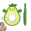 MISSLILI Teething Toy for Babies, Silicone Avocado Shape with Rattle Teether for Infants 0-3-6-12 Months, Sensory Chew Toys Teething Relief for Boys