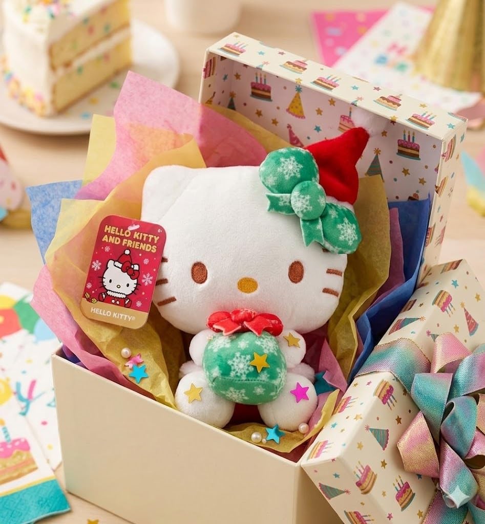 Hello Kitty 8 Inch Birthday Plush - Officially Licensed Sanrio Stuffed Animal, Limited Edition Collectible Kawaii Plush Toy, Soft Cute Party Gift