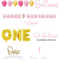 Oojami 1st Birthday Party Supplies for Girls - Serves 30, Plates, Cups, Napkins, Table Cover, Balloons, Banner, One Letter Balloon - First Birthday