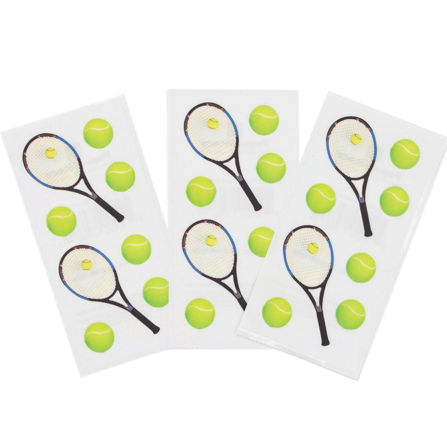 Paper House Productions Pack of 3 2" x 4" Sticker Sheets for Crafts, Scrapbooking & Collecting - Tennis Balls & Raquets 6 Pack