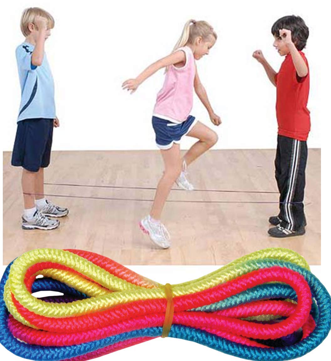 Fun A Ton Elastic Chinese Jump Rope (12 Skipping Rope) Colorful Stretchy Jump Rope for Kids. Boys and Girls Party Favor. Physical Education Equipment