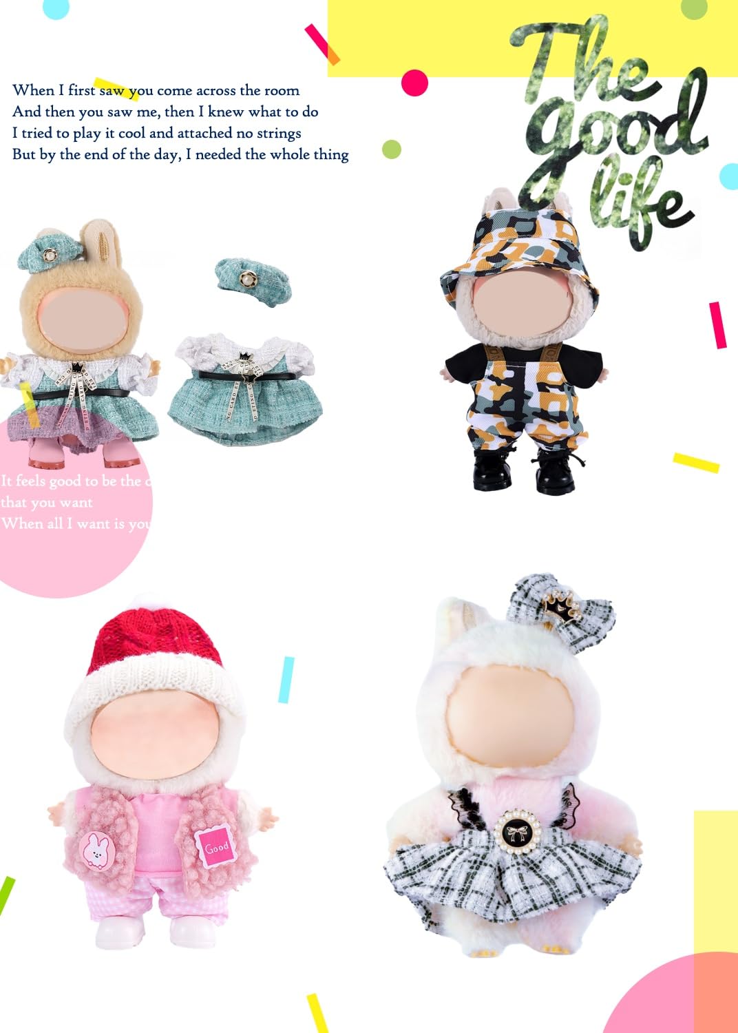 4 PCS - 17 cm Doll Clothes Sets (excluding Dolls), Dress and Work Pants Sets, Suitable for 17 cm Accessories Sets, Cute Dressing Clothes, Unique Style