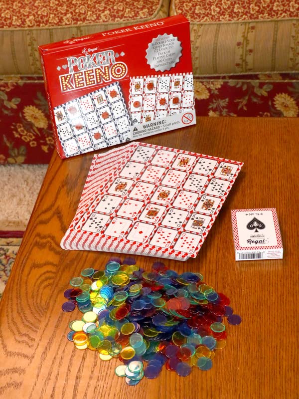 Regal Games - Poker Keeno Bulk Game Set - Includes 36 Two-Sided Boards, 600 Scoring Chips, 1 Deck of Standard Poker Cards - 72 Unique Board Layouts