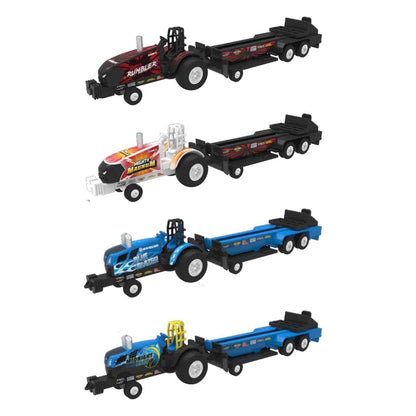 Outback Toys Set of 4 1/64 Case IH & New Holland Pulling Tractors with Pulling Sleds 37900-SET