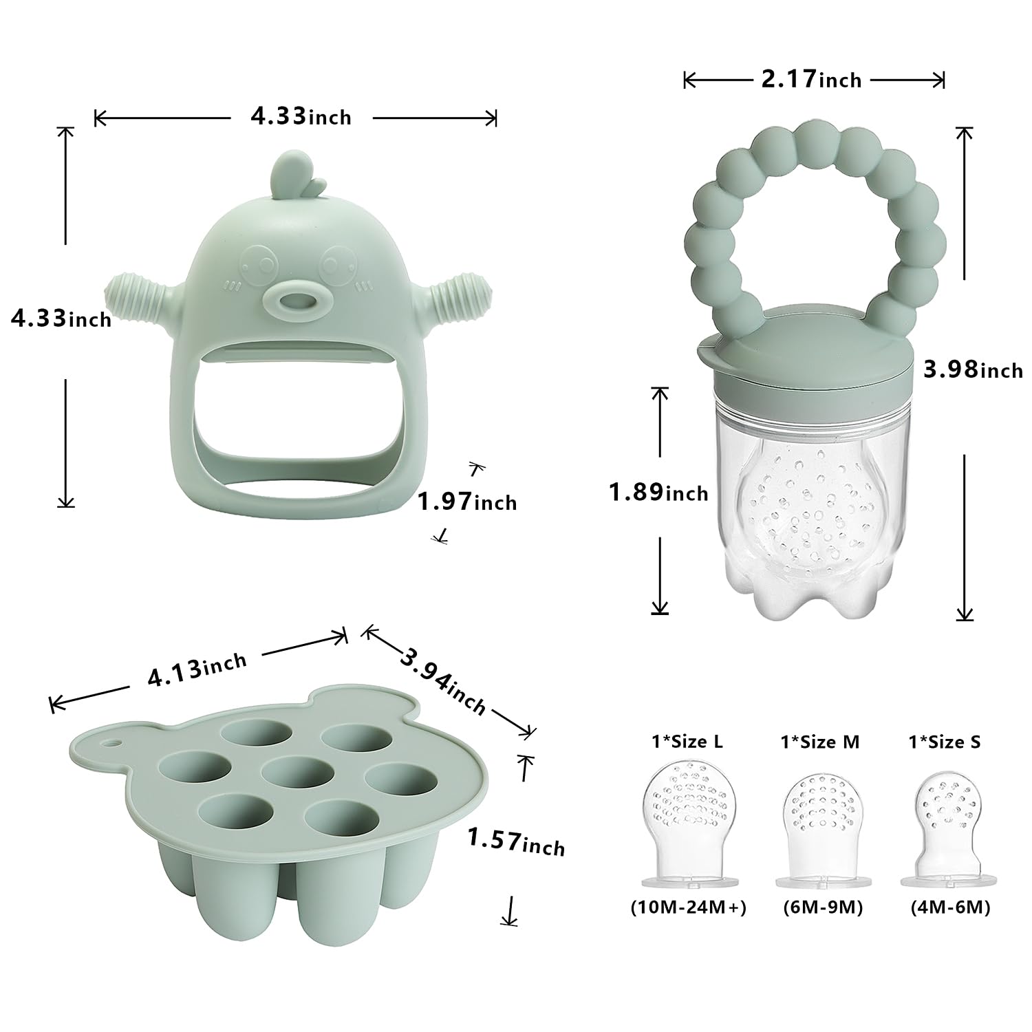 Gedebey 3-in-1 Baby Food & Fruit Feeder Set - Breastmilk Popsicle Mold with Freezer Tray, Teething Relief Toy, BPA Free Infant Silicone Feeding Combo