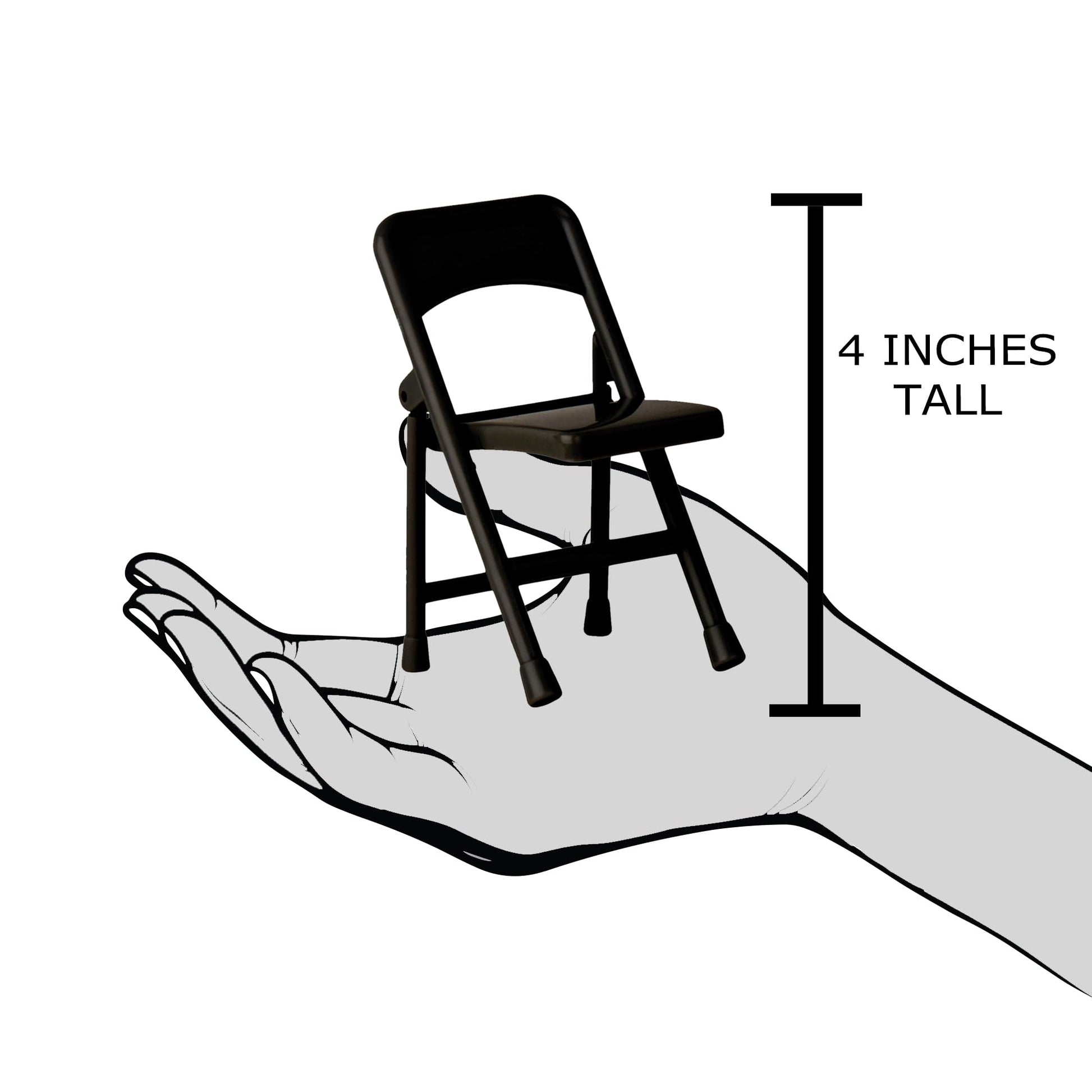 Set of 6 Black Plastic Toy Folding Chairs for Wrestling Action Figures