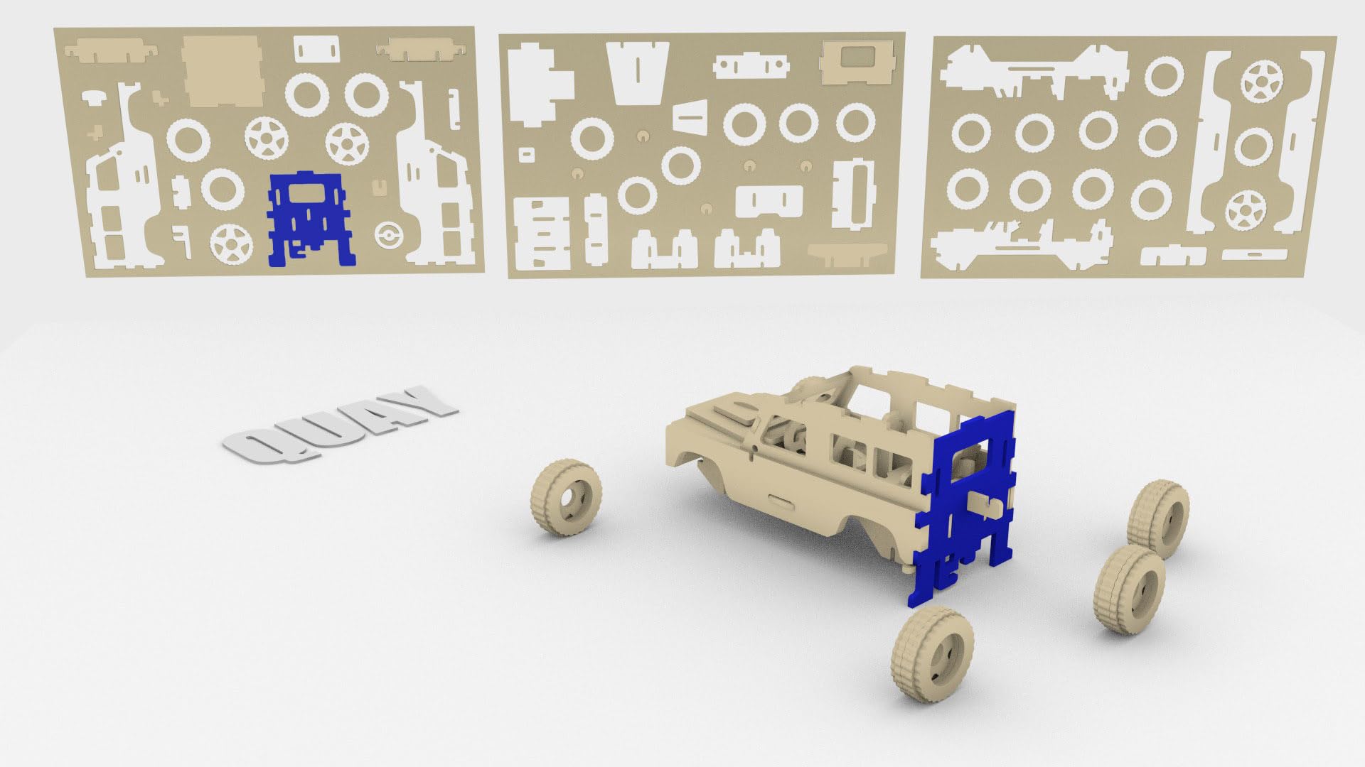 Quay P323 Land Rover Woodcraft Construction Kit FSC, Brown
