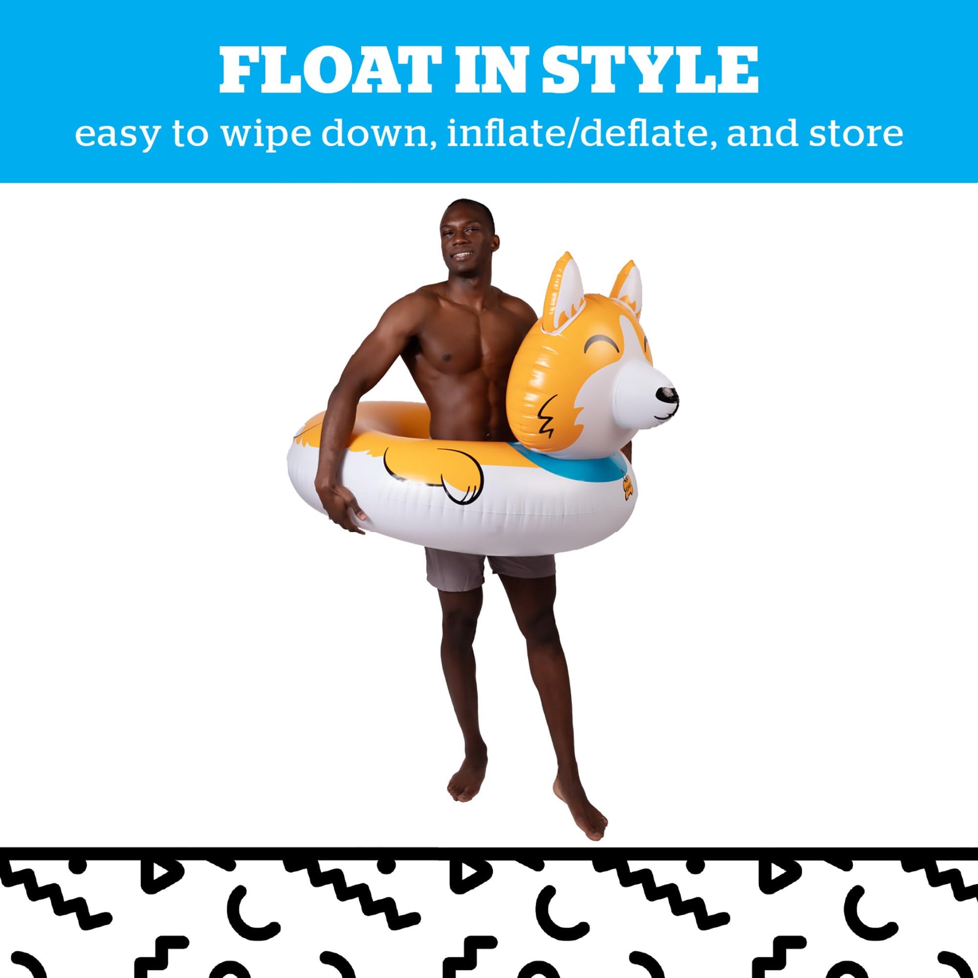 Giant Corgi Pool Float, Large Inflatable Animal Ride-in, Novelty Pool Party Lounger for Outdoor Summer Fun