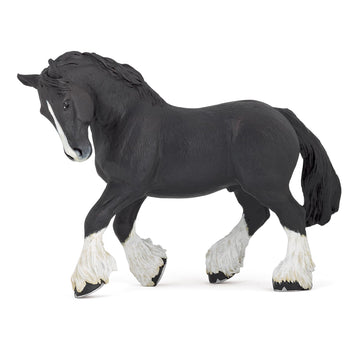 Papo - Black Shire Stallion Figure - 3 Years + - Horses Collection