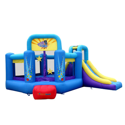 Bounceland Pop Star Inflatable Bounce House Bouncer, Large Bouncing Area with Long Slide, Climbing Wall, Basketball Hoop, UL 1HP Blower Included, 15