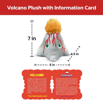 Thunderheads Volcano Plush, Earth Science Plushie with Colorful Lava and Erupting Design, Educational Fact Card STEM, goes Well with Volcano Kit