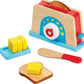 Melissa & Doug Bread and Butter Toaster Set (9 pcs) - Wooden Play Food and Kitchen Accessories