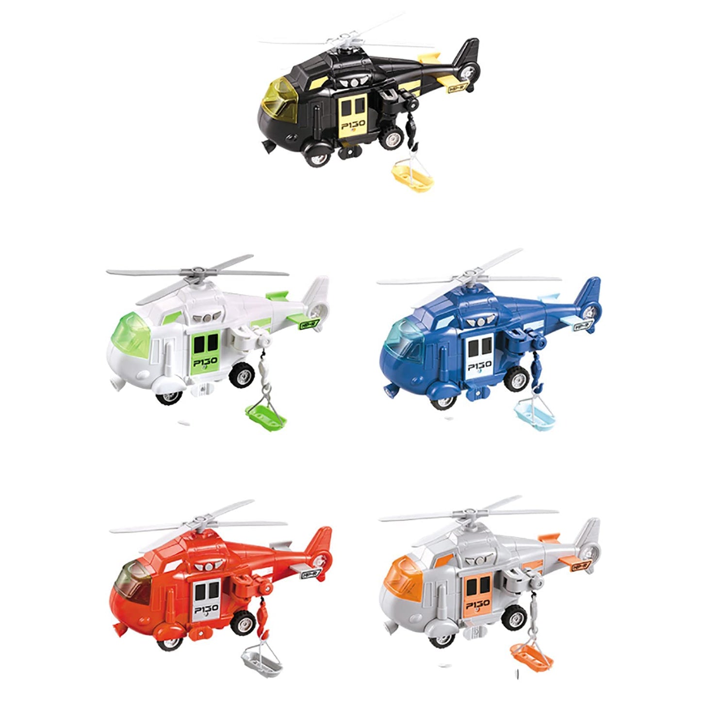 OMGTOY Military Helicopter, Airforce Airplane Toy with Hanging Basket Lights and Sounds for Kids(Blue)