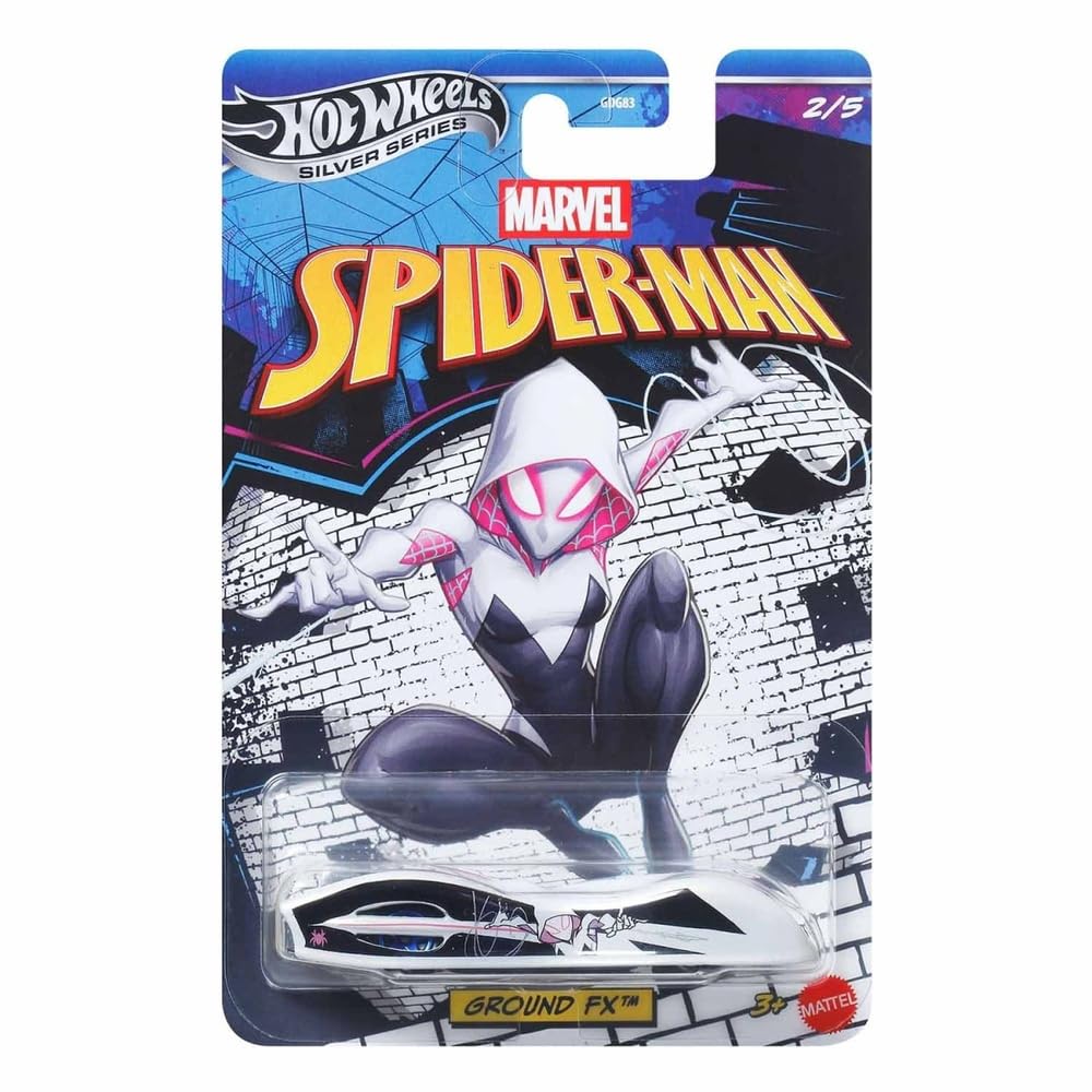 Hot Wheels Silver Series Spider Man Ground FX [Ghost Spider] 2/5, 1:64 Scale Diecast Toy Vehicle