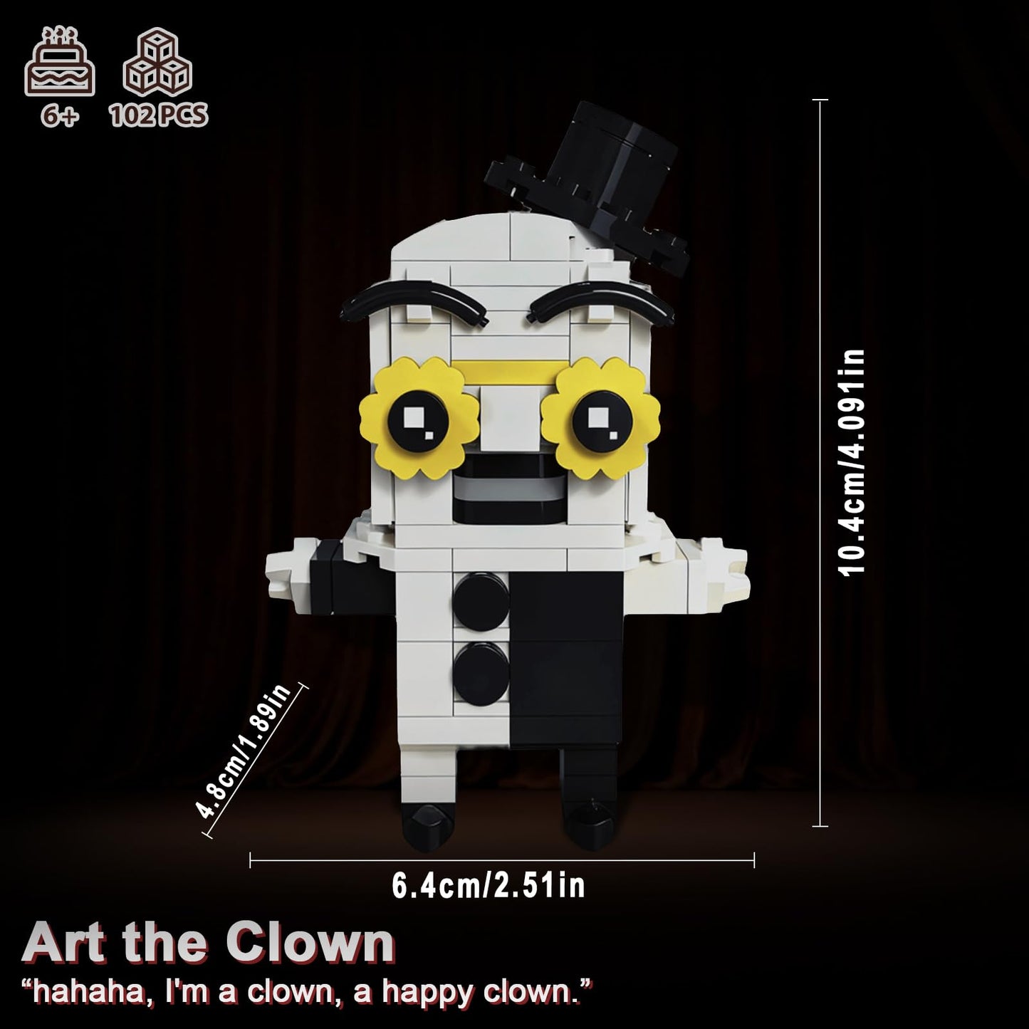 Art The Clown Building Block Set, Horror Villain Action Figure Model Kits with Yellow Glasses, Classic Movie Toy for Adult Fans and Teens Age 6+