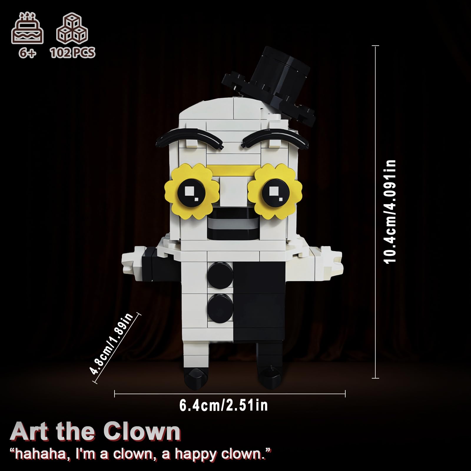 Art The Clown Building Block Set, Horror Villain Action Figure Model Kits with Yellow Glasses, Classic Movie Toy for Adult Fans and Teens Age 6+