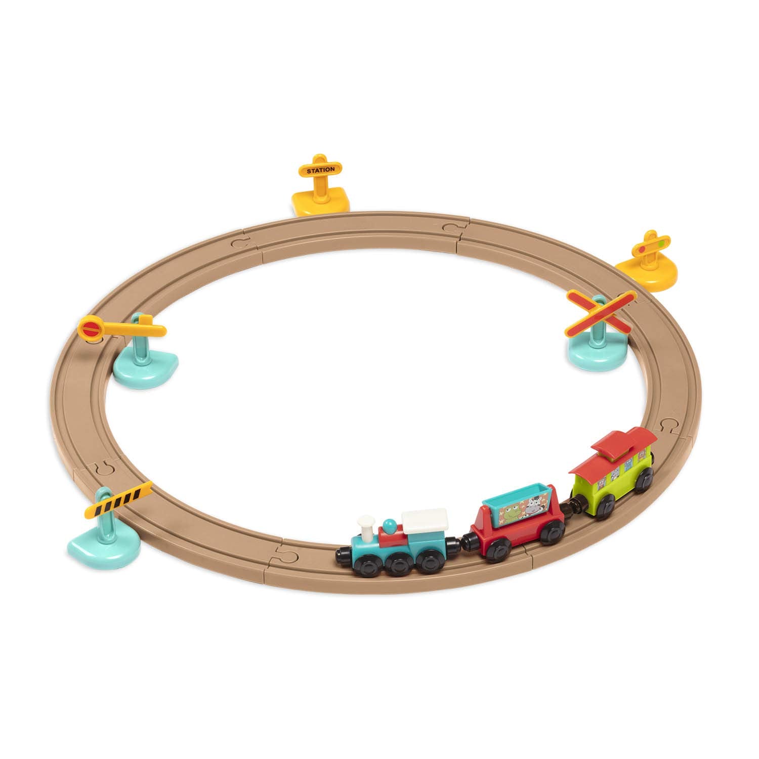 Battat Train Set for Kids, Toddlers, All Aboard 29-Piece Track Set, Trains